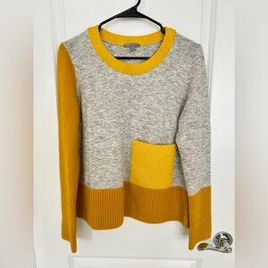 COS wool-blend color block sweater size S yellow grey